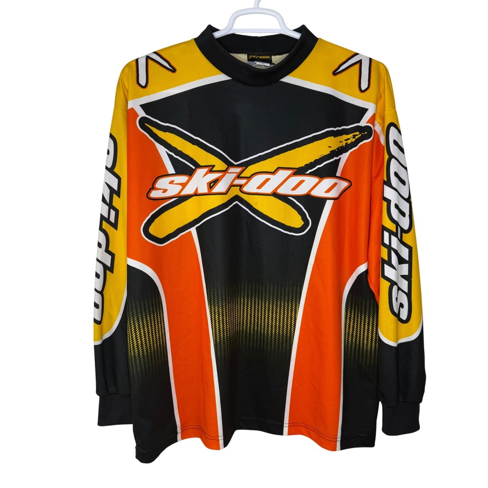 Vintage Ski-Doo Bombardier X Team Motocross Jersey Men XL Orange Black Yellow